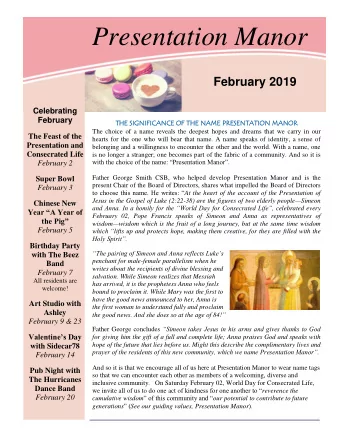 Presentation Manor             February 2019          Celebrating