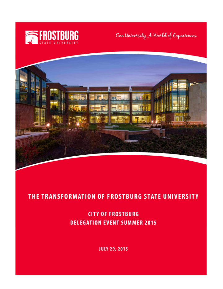 the transformation of frostburg state university