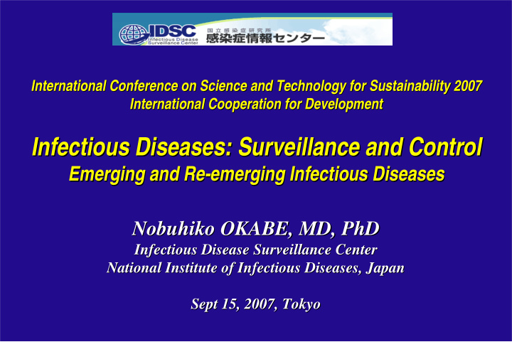 infectious diseases surveillance and control infectious