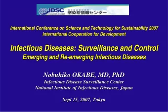 Infectious Diseases: Surveillance and Control  Infectious Diseases: Surveillance and Control