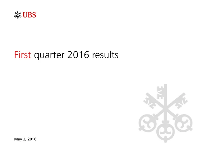 first quarter 2016 results