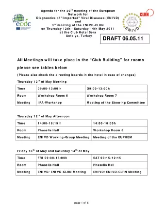 DRAFT 06.05.11  All Meetings w ill take place in the Club Building for room s  please see