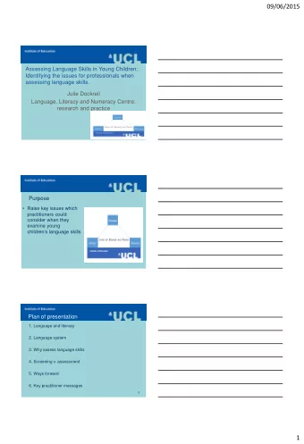 09/06/2015  Assessing Language Skills in Young Children:  Identifying the issues for professionals