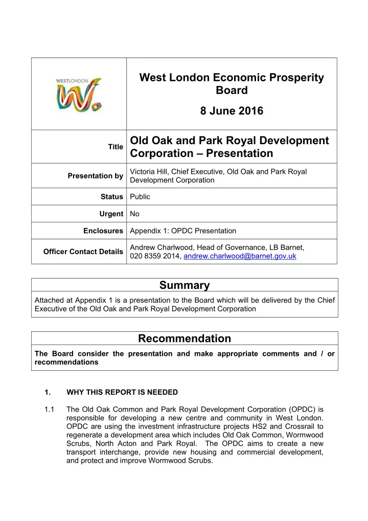 west london economic prosperity board 8 june 2016 title