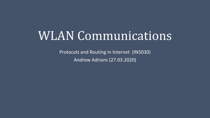 wlan communications