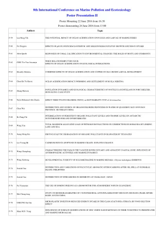 8th International Conference on Marine Pollution and Ecotoxicology  Poster Presentation II  Poster