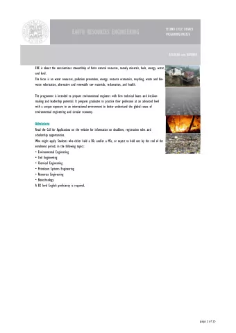 EARTH RESOURCES ENGINEERING  PROGRAMME/MASTER  BOLOGNA and RAVENNA  ERE is about the conscientious