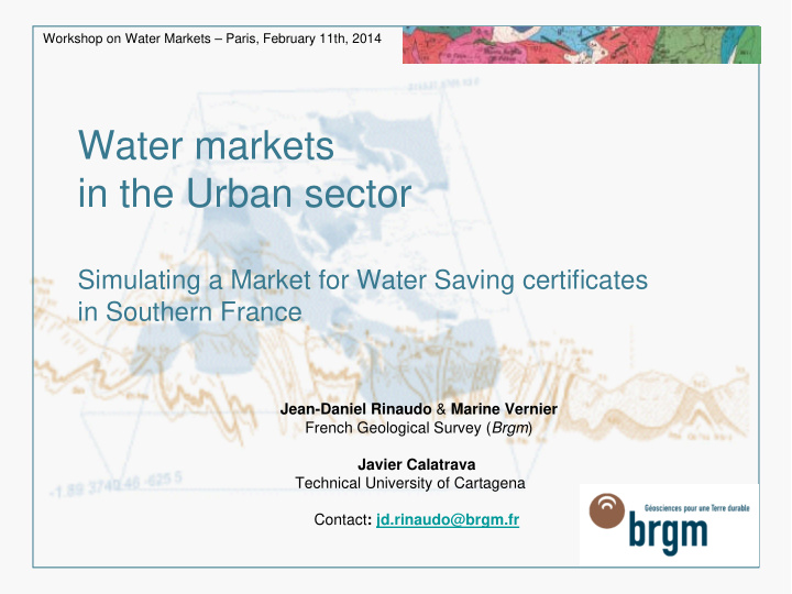 water markets in the urban sector