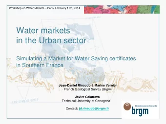 Water markets  in the Urban sector  Simulating a Market for Water Saving certificates  in Southern