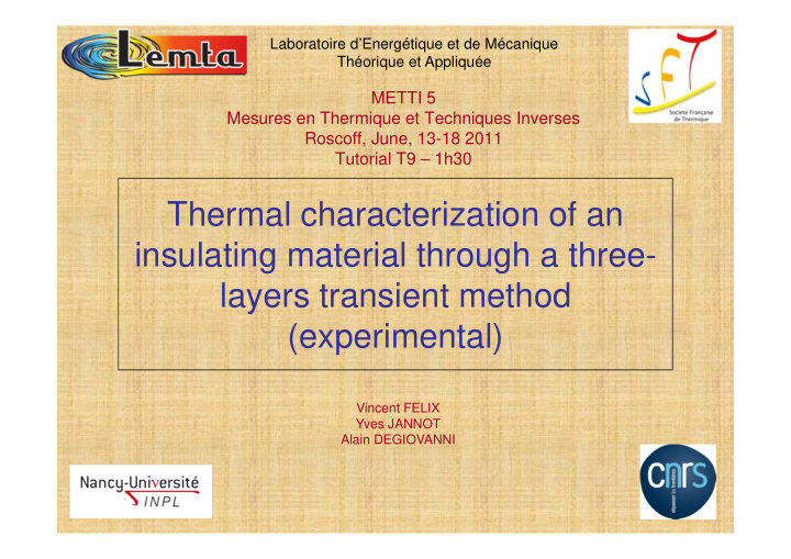 thermal characterization of an insulating material
