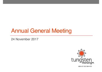 Annual General Meeting  24 November 2017  Disclaimer  This presentation includes certain statements