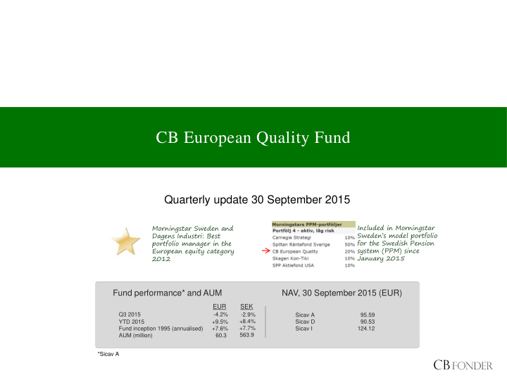 cb european quality fund