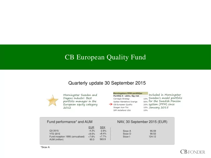 cb european quality fund