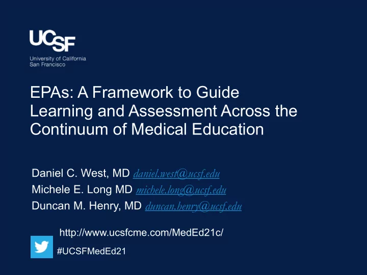 epas a framework to guide learning and assessment across