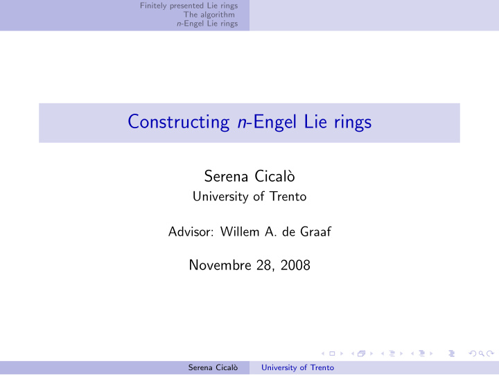 constructing n engel lie rings