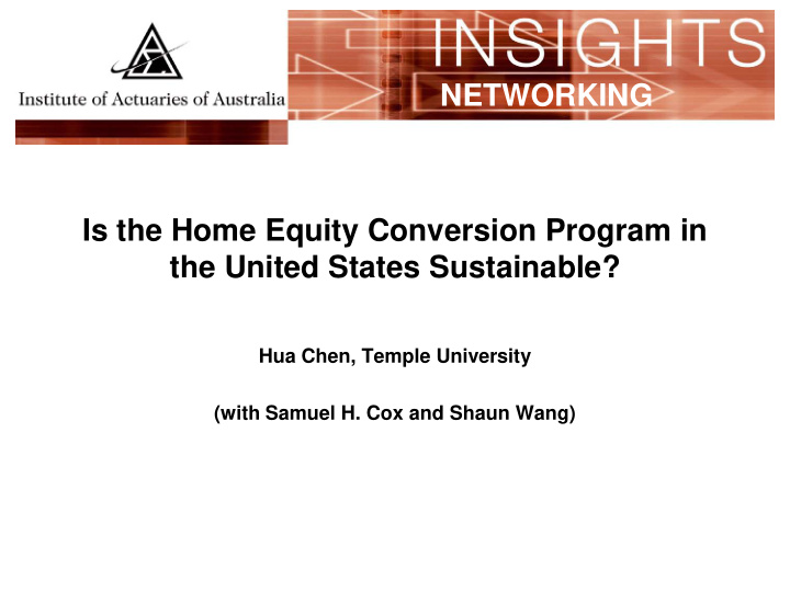 networking is the home equity conversion program in the