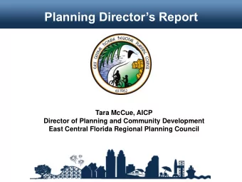 Planning Directors Report  Tara McCue, AICP  Director of Planning and Community Development