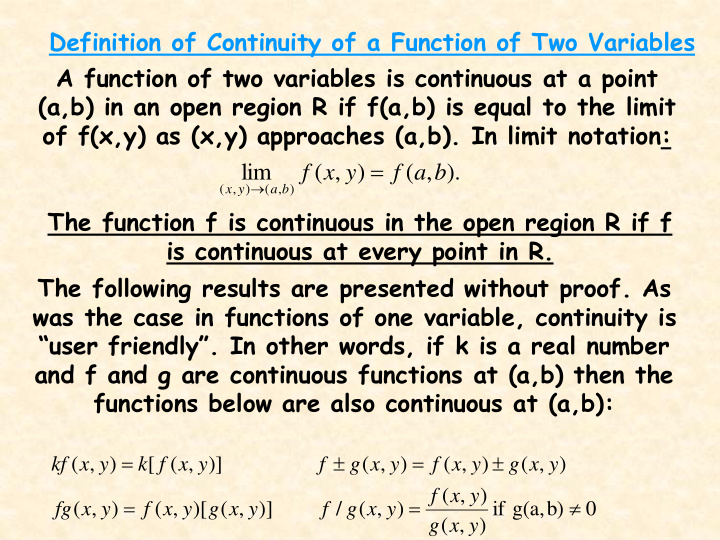 definition of continuity of a function of two variables