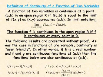Definition of Continuity of a Function of Two Variables  A function of two variables is continuous