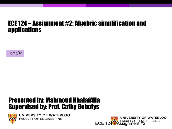 ece 124 assignment 2 algebric simplification and