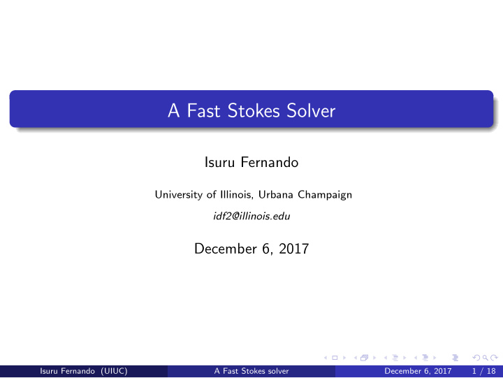 a fast stokes solver