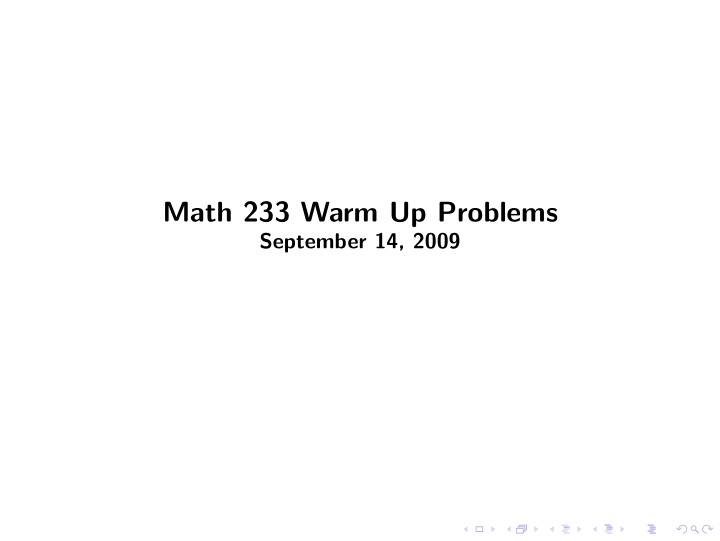 math 233 warm up problems