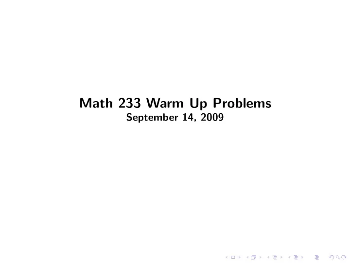 math 233 warm up problems