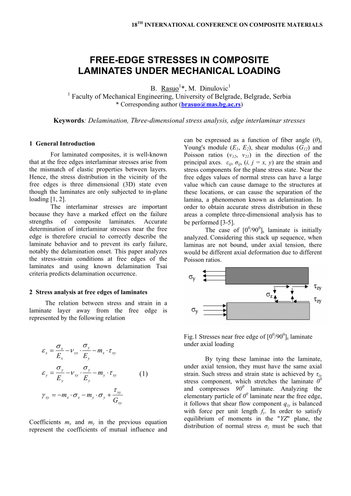 free edge stresses in composite laminates under