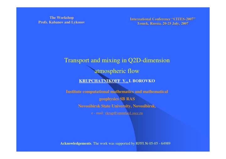 transport and mixing in q2d dimension atmospheric flow