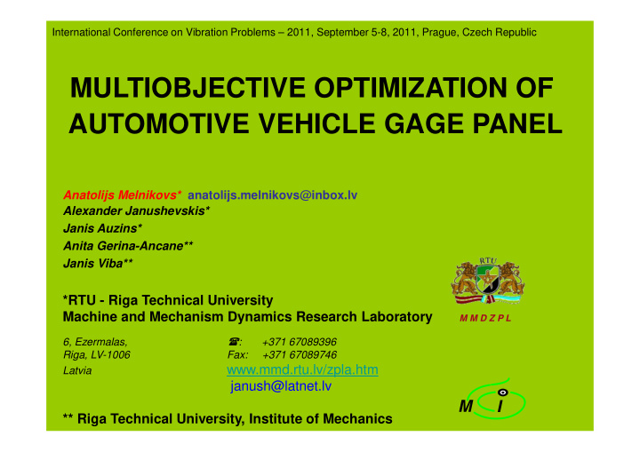multiobjective optimization of automotive vehicle gage