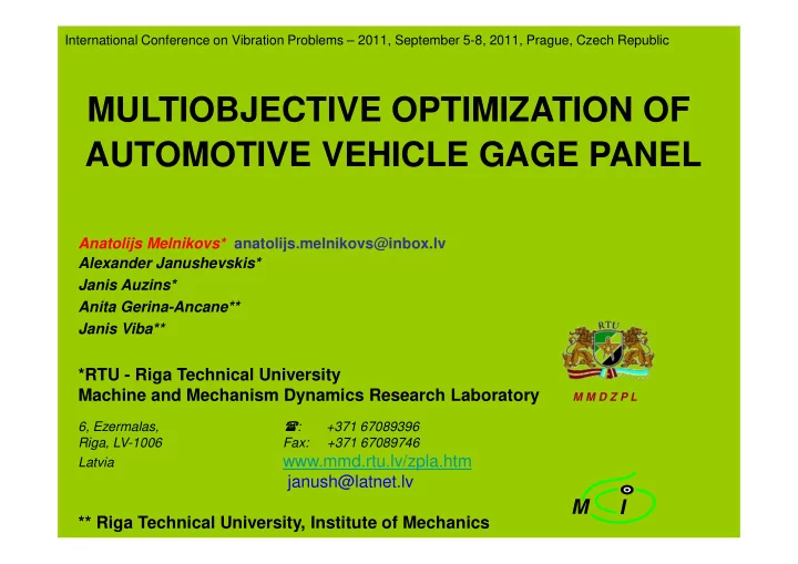 multiobjective optimization of automotive vehicle gage