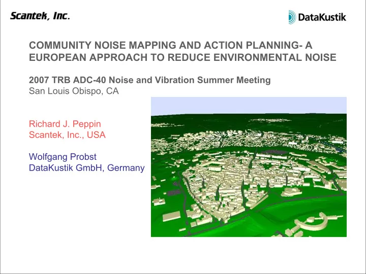 community noise mapping and action planning a european