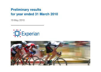 Preliminary results  y  for year ended 31 March 2010  19 M  19 May 2010  2010  Preliminary results