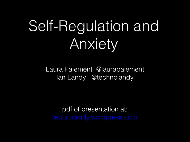 self regulation and anxiety
