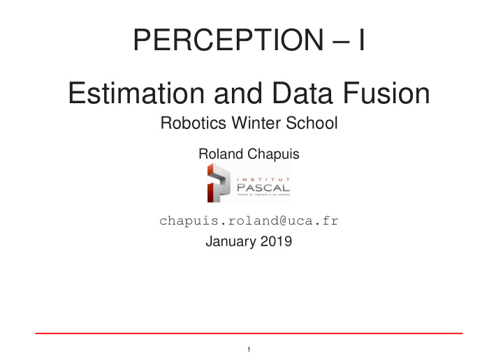perception i estimation and data fusion