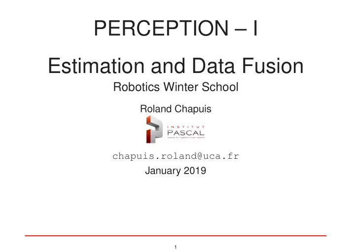 perception i estimation and data fusion