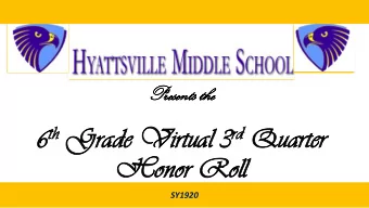 th Gr rd Qu 6 th  Grad  ade  e Vi  Virt  rtual ual 3 rd  Quar  arter  ter  Hon  Honor Roll  or Roll
