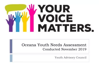 Oceana Youth Needs Assessment  Conducted November 2019  Youth Advisory Council Grade Level of