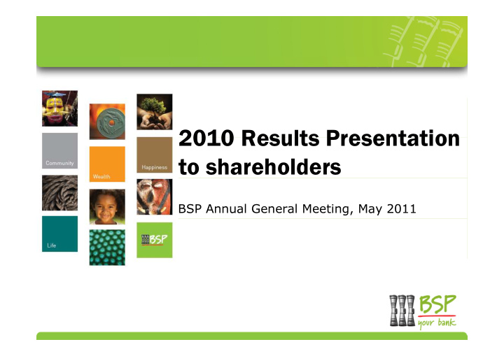 2010 results presentation to shareholders