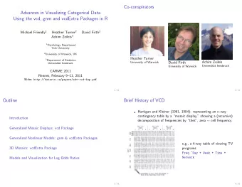 Co-conspirators  Advances in Visualizing Categorical Data  Using the vcd, gnm and vcdExtra Packages