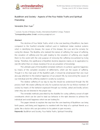 Buddhism and Society - Aspects of the Four Noble Truths and Spiritual  Friendship Venerable Zhen