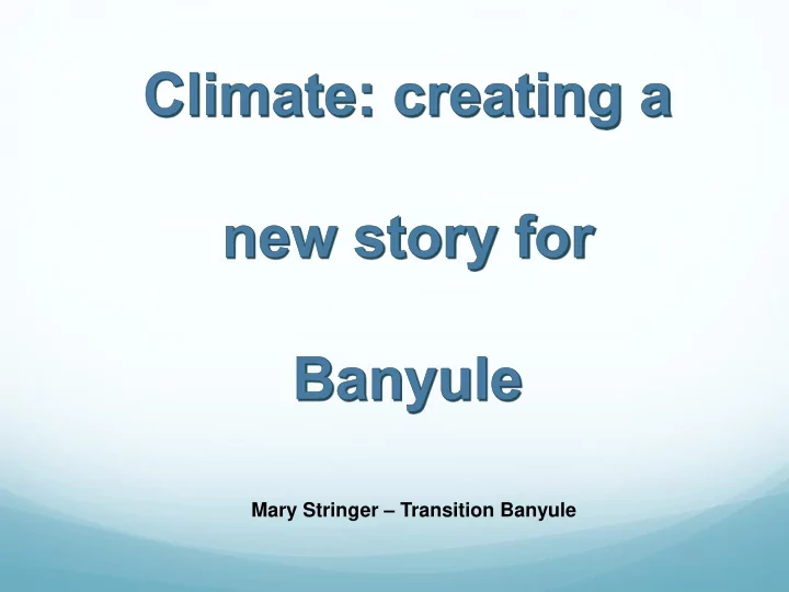 mary stringer transition banyule