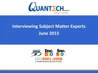 June 2015  Agenda  .....  Part I: Preparing for the Interview