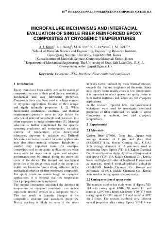 MICROFAILURE MECHANISMS AND INTERFACIAL  EVALUATION OF SINGLE FIBER REINFORCED EPOXY  COMPOISTES AT
