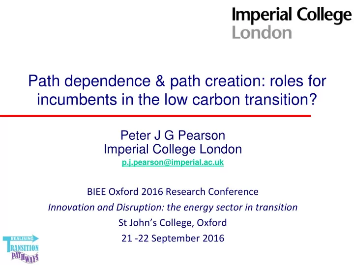 incumbents in the low carbon transition