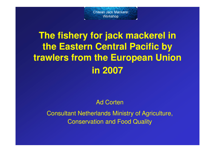 the fishery for jack mackerel in the eastern central