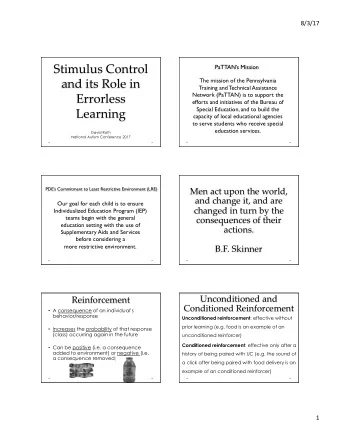 Stimulus Control  PaTTANs Mission  and its Role in  The mission of the Pennsylvania  Training