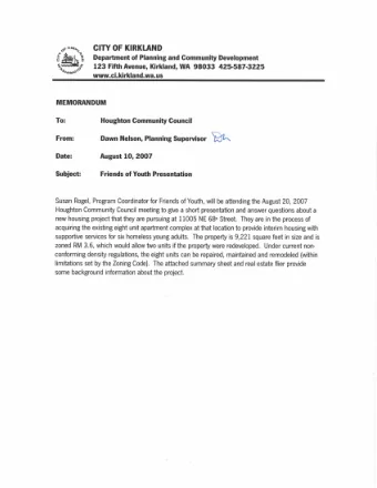 Supervisor F3t\  From:  Dawn Nelson, Planning  Date:  August 10,2007  Subject:  Friends of Youth