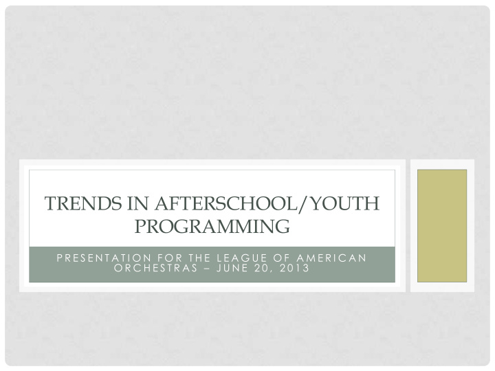 trends in afterschool youth