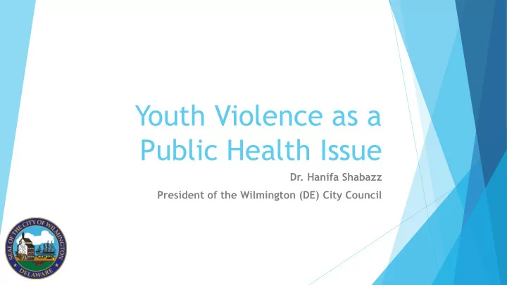 youth violence as a public health issue